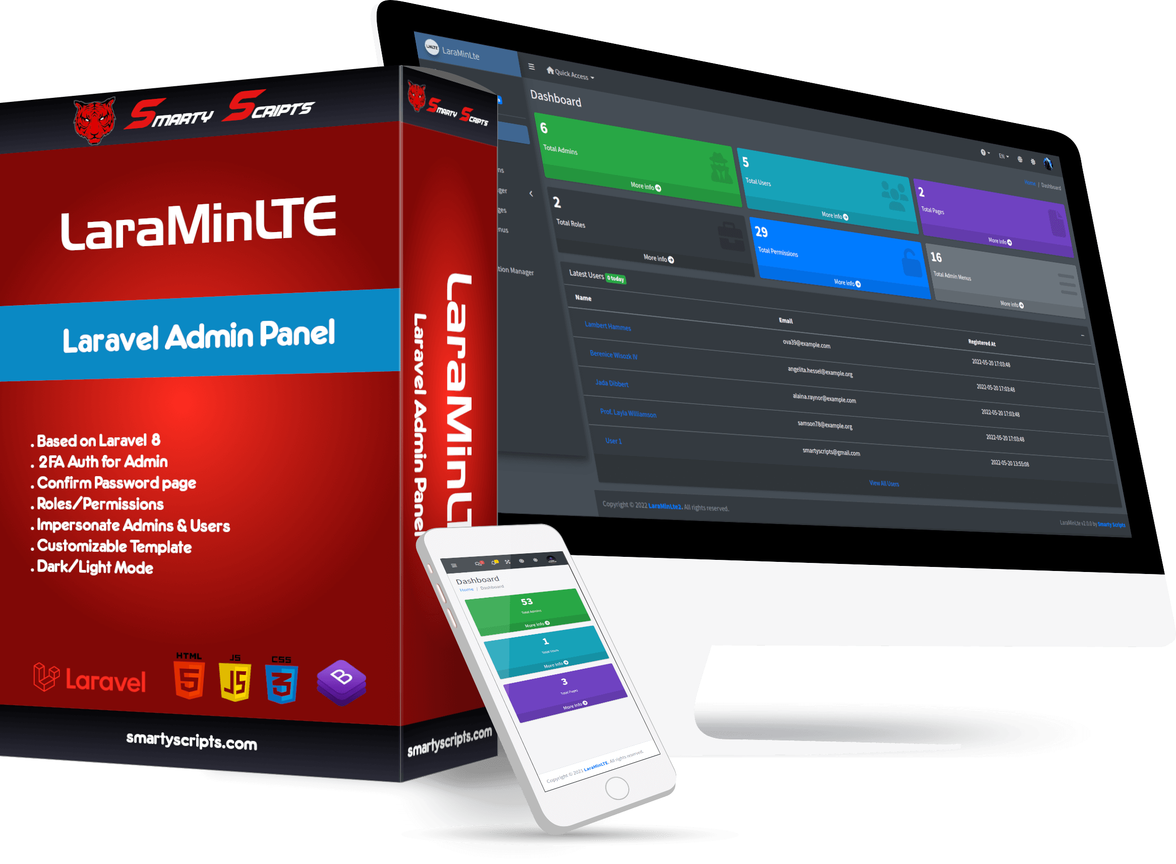 LaraMinLTE - Laravel Starter Kit - Preview